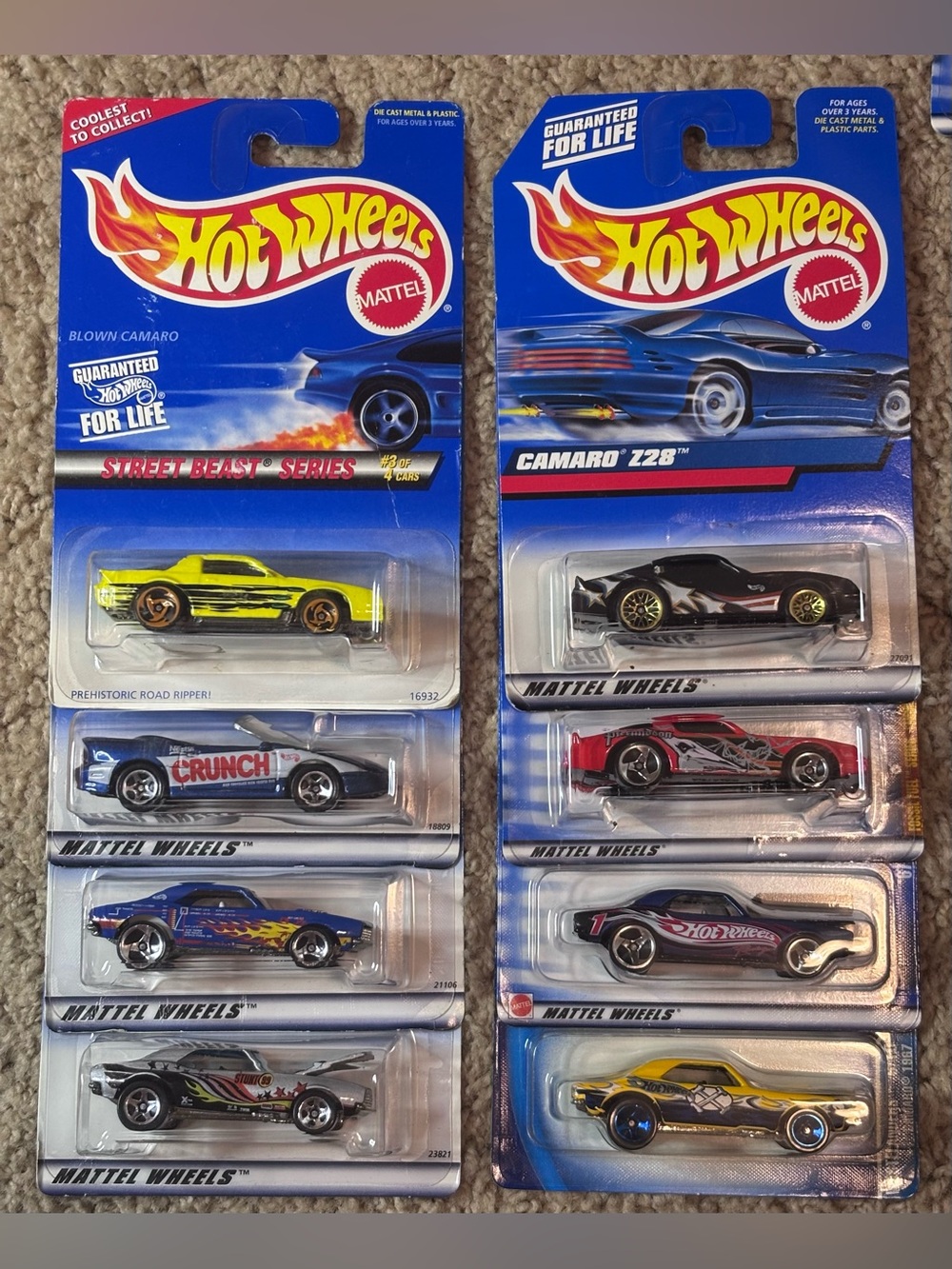 1997-2003 Hot Wheels Chevy Camaro Lot of 8 Diff Years Colors & Cards ‘67 ‘95 Z28